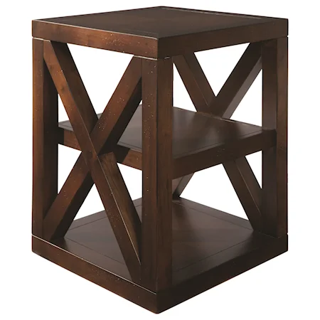 Contemporary End Table with Fixed Shelf